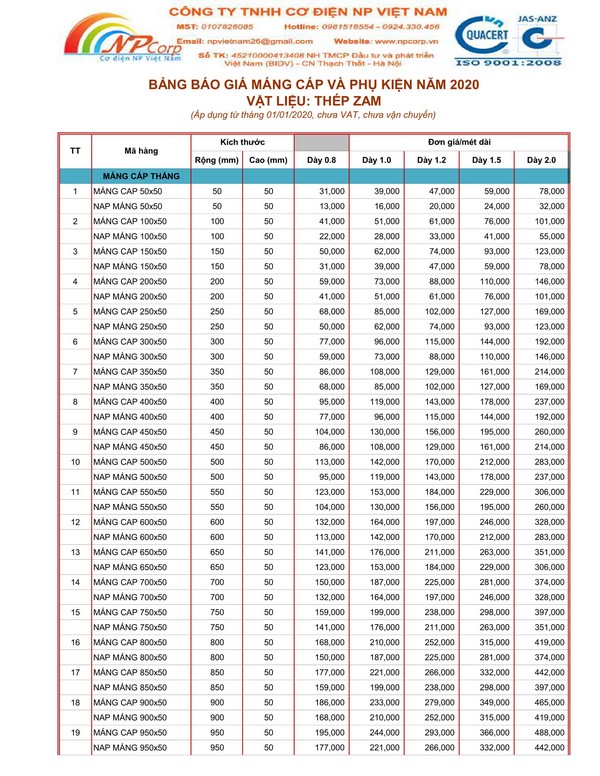 Bảng giá máng cáp tôn ZAM 2020 cạnh tranh nhất Bảng giá máng cáp tôn ZAM 2020 cạnh tranh nhất