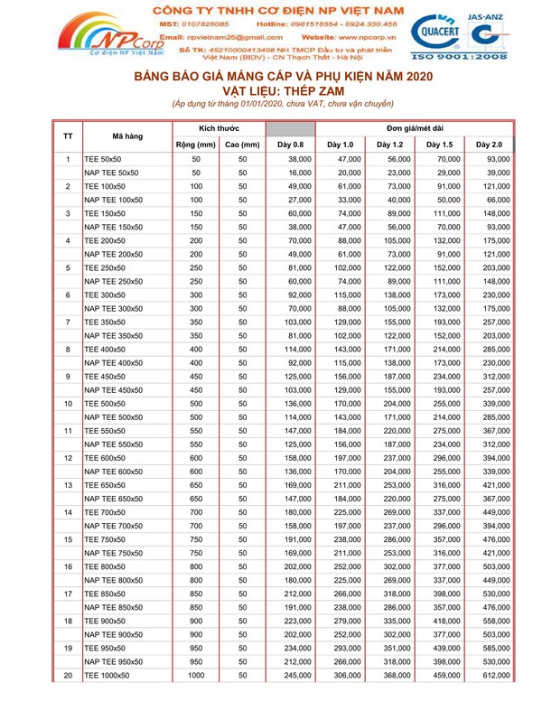 Bảng giá máng cáp tôn ZAM 2020 cạnh tranh nhất Bảng giá máng cáp tôn ZAM 2020 cạnh tranh nhất