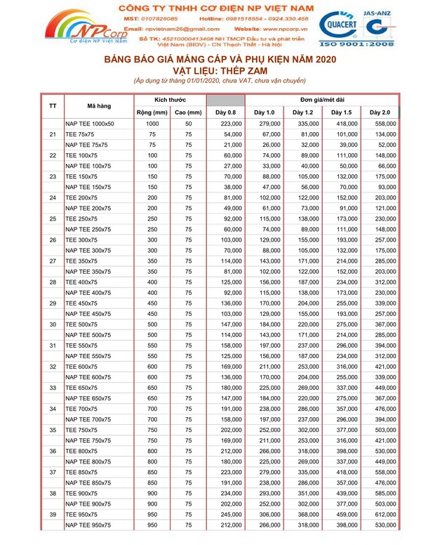 Bảng giá máng cáp tôn ZAM 2020 cạnh tranh nhất Bảng giá máng cáp tôn ZAM 2020 cạnh tranh nhất