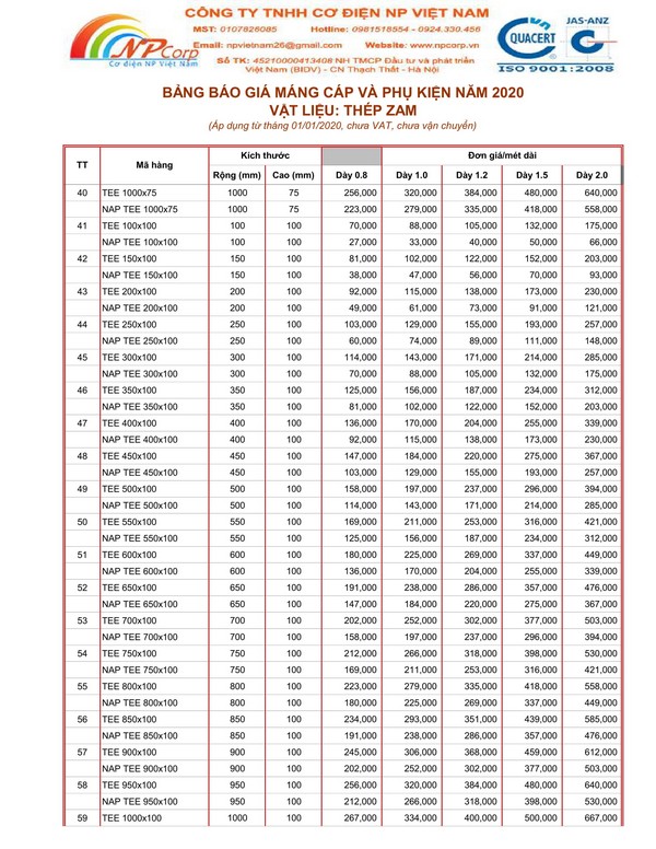 Bảng giá máng cáp tôn ZAM 2020 cạnh tranh nhất Bảng giá máng cáp tôn ZAM 2020 cạnh tranh nhất