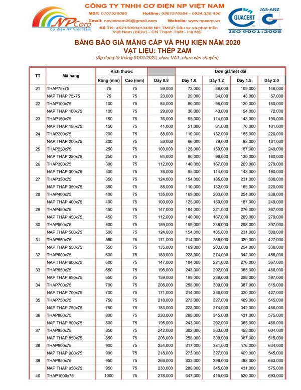 Bảng giá máng cáp tôn ZAM 2020 cạnh tranh nhất Bảng giá máng cáp tôn ZAM 2020 cạnh tranh nhất